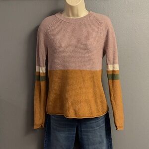 Madewell 90s Waffle Knit Colorblock Sweater XXS Merino Wool Blend Striped Cozy